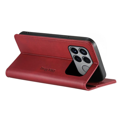 For Redmi K90 Pro Max / Poco F8 Ultra Dierfeng Metal Snap Magnetic RFID Vegan Leather Phone Case(Red)