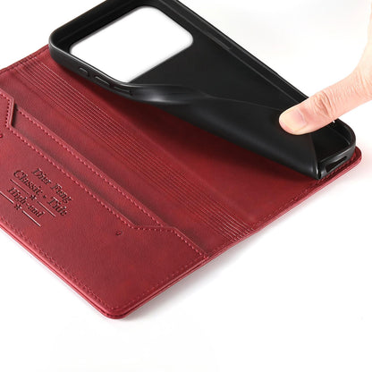 For Redmi K90 Pro Max / Poco F8 Ultra Dierfeng Metal Snap Magnetic RFID Vegan Leather Phone Case(Red)