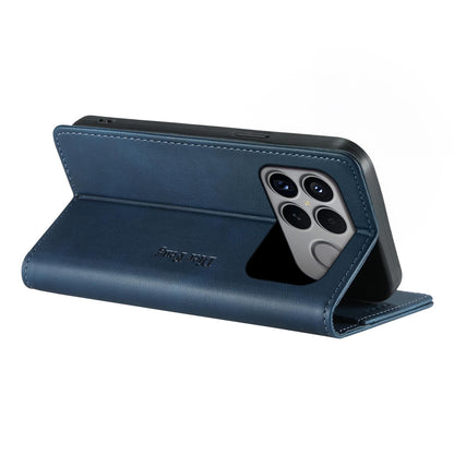 For Redmi K90 Pro Max / Poco F8 Ultra Dierfeng Metal Snap Magnetic RFID Vegan Leather Phone Case(Blue)