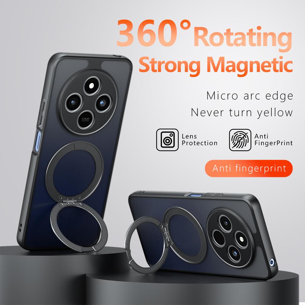 For Redmi 14C 4G / 17C 4G / A4 5G Armor Magnetic Holder PC Hybrid TPU Phone Case - Frosted Black - EDA009196003A