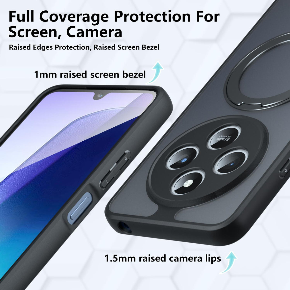 For Redmi 14C 4G / 17C 4G / A4 5G Armor Magnetic Holder PC Hybrid TPU Phone Case - Frosted Black - EDA009196003A