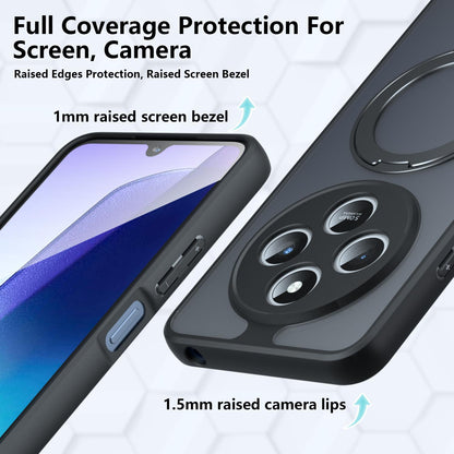 For Redmi 14C 4G / 17C 4G / A4 5G Armor Magnetic Holder PC Hybrid TPU Phone Case - Frosted Black - EDA009196003A