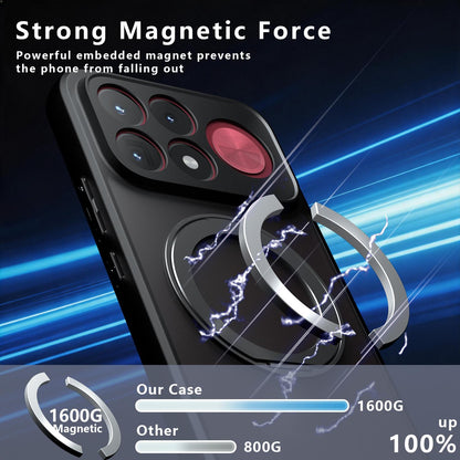 For Redmi K100 Pro Max / Poco F9 Ultra Armor Magnetic Holder PC Hybrid TPU Phone Case - Frosted Black - EDA009196005A