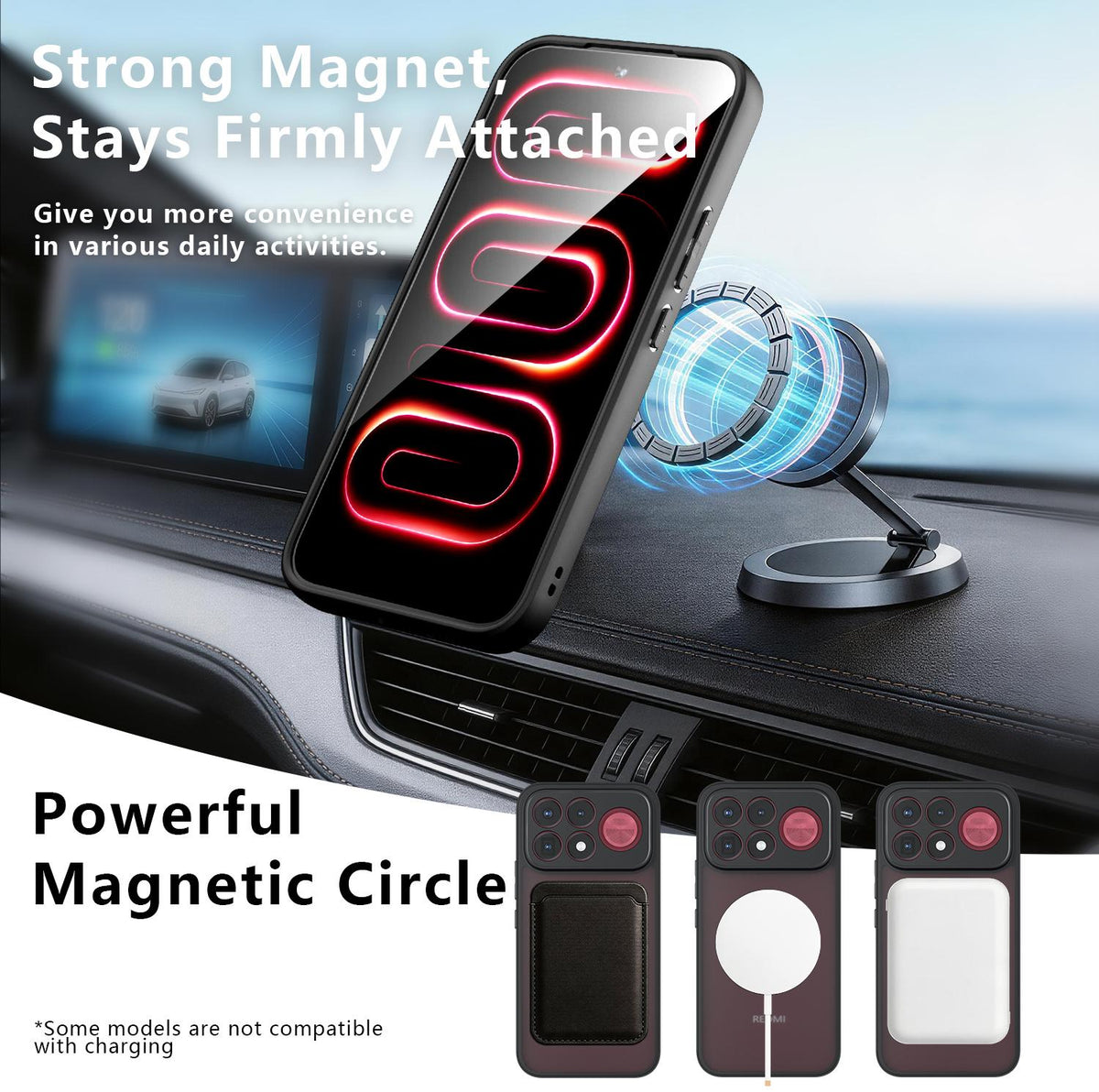 For Redmi K100 Pro Max / Poco F9 Ultra Armor Magnetic Holder PC Hybrid TPU Phone Case - Frosted Black - EDA009196005A