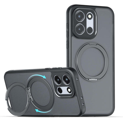 For OnePlus Turbo 6 / Turbo 6V / Nord 6 Armor Magnetic Holder PC Hybrid TPU Phone Case(Frosted Black)