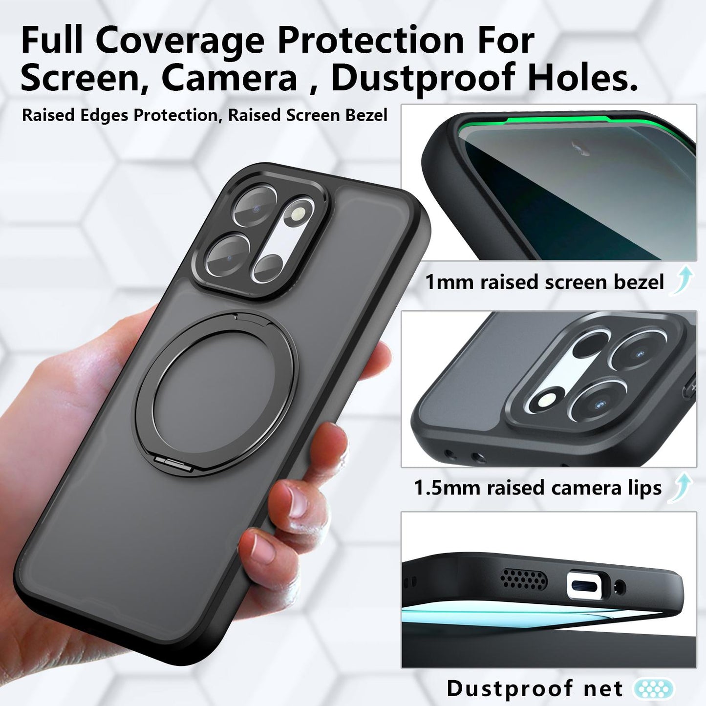 For OnePlus Turbo 6 / Turbo 6V / Nord 6 Armor Magnetic Holder PC Hybrid TPU Phone Case(Frosted Black)
