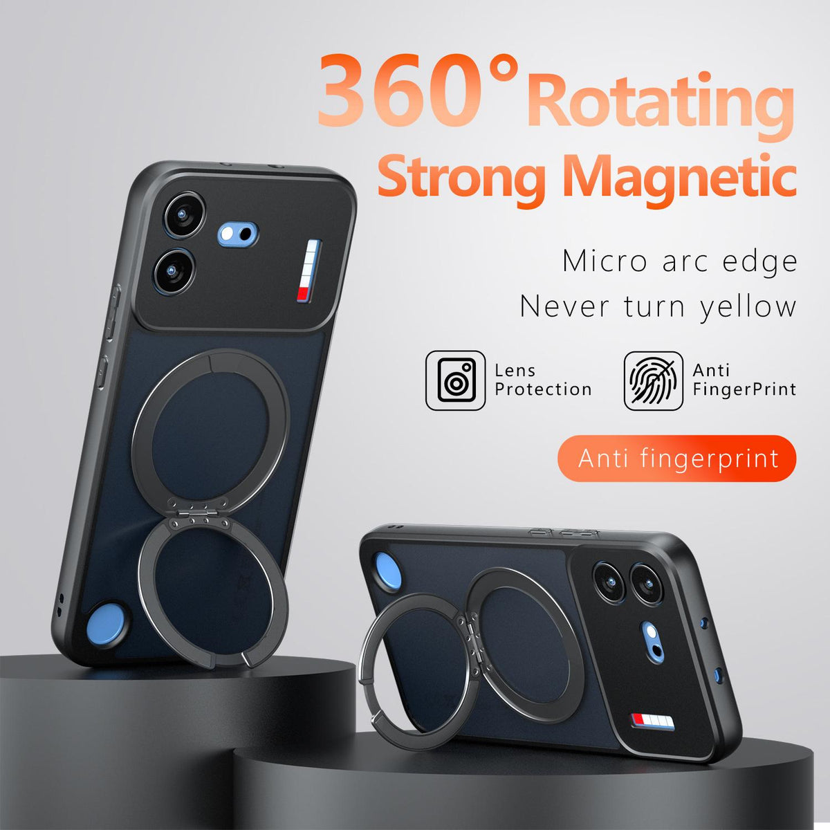 For Nothing Phone 4b Armor Magnetic Holder PC Hybrid TPU Phone Case - Frosted Black - EDA009197103A