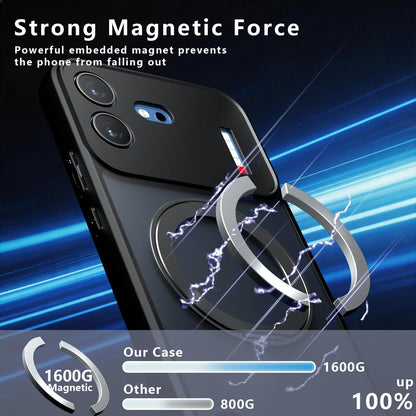 For Nothing Phone 4b Armor Magnetic Holder PC Hybrid TPU Phone Case - Frosted Black - EDA009197103A