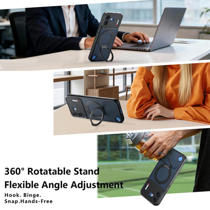For Nothing Phone 4b Armor Magnetic Holder PC Hybrid TPU Phone Case - Frosted Black - EDA009197103A