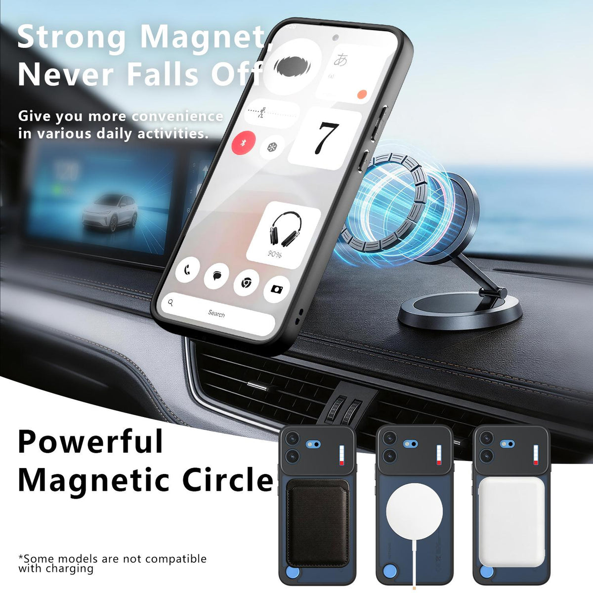 For Nothing Phone 4b Armor Magnetic Holder PC Hybrid TPU Phone Case - Frosted Black - EDA009197103A