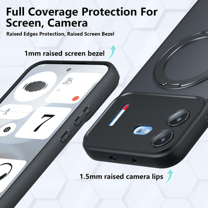 For Nothing Phone 4b Armor Magnetic Holder PC Hybrid TPU Phone Case - Frosted Black - EDA009197103A