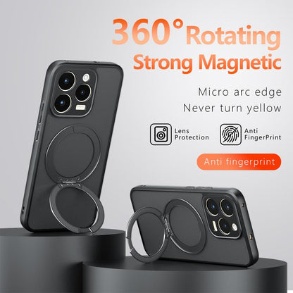 For Realme 15T 5G Armor Magnetic Holder PC Hybrid TPU Phone Case(Frosted Black)