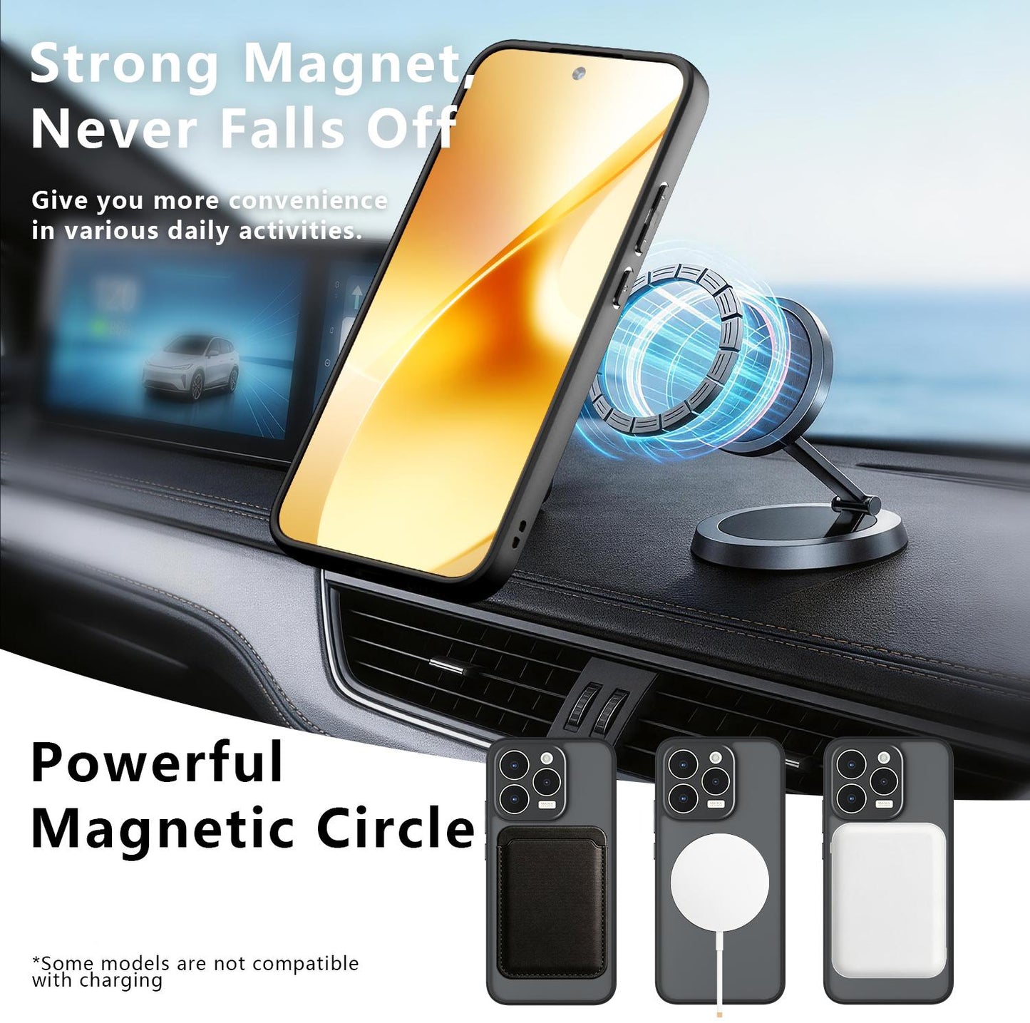 For Realme 15T 5G Armor Magnetic Holder PC Hybrid TPU Phone Case(Frosted Black)