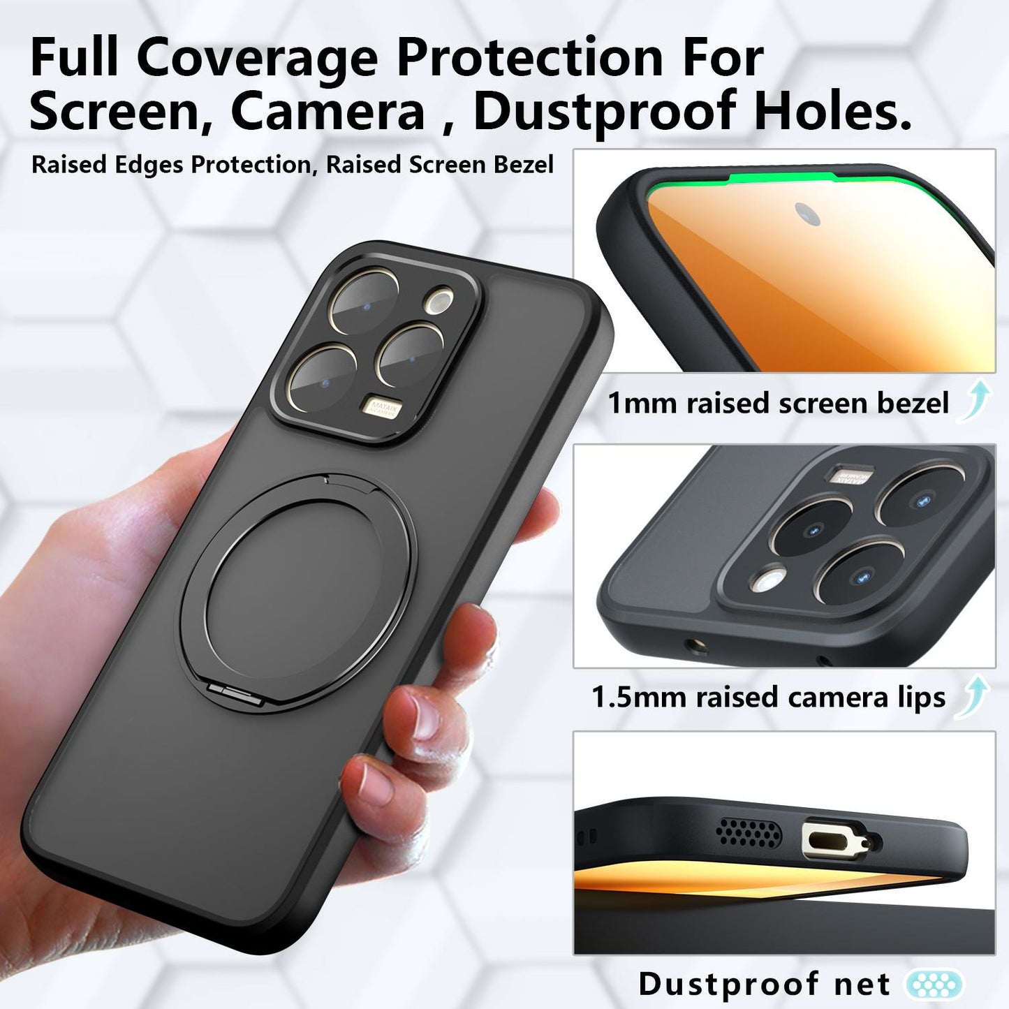 For Realme 15T 5G Armor Magnetic Holder PC Hybrid TPU Phone Case(Frosted Black)