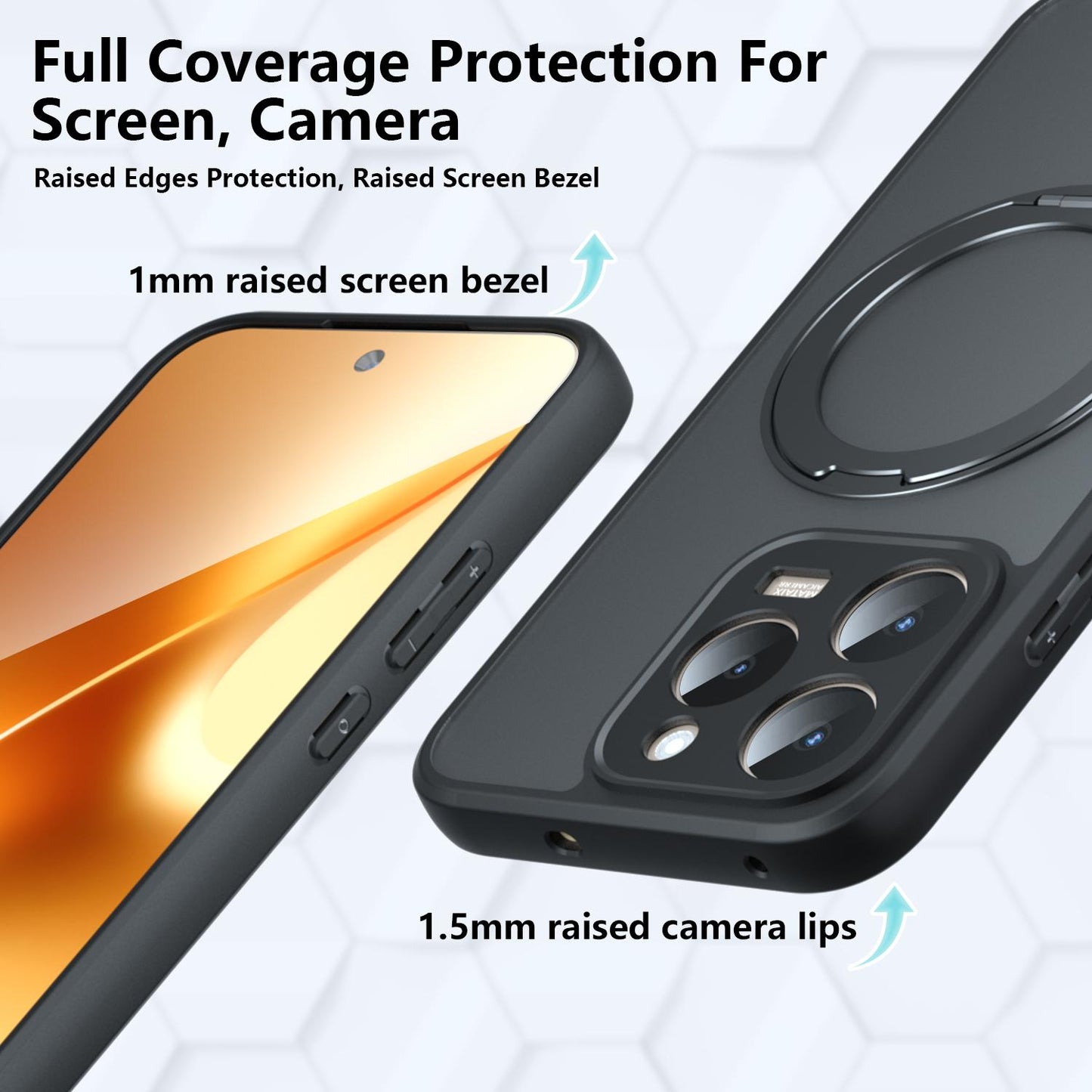 For Realme 15T 5G Armor Magnetic Holder PC Hybrid TPU Phone Case(Frosted Black)