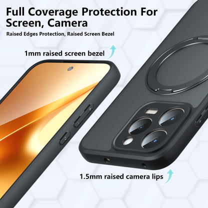 For Realme 15T 5G Armor Magnetic Holder PC Hybrid TPU Phone Case(Frosted Black)