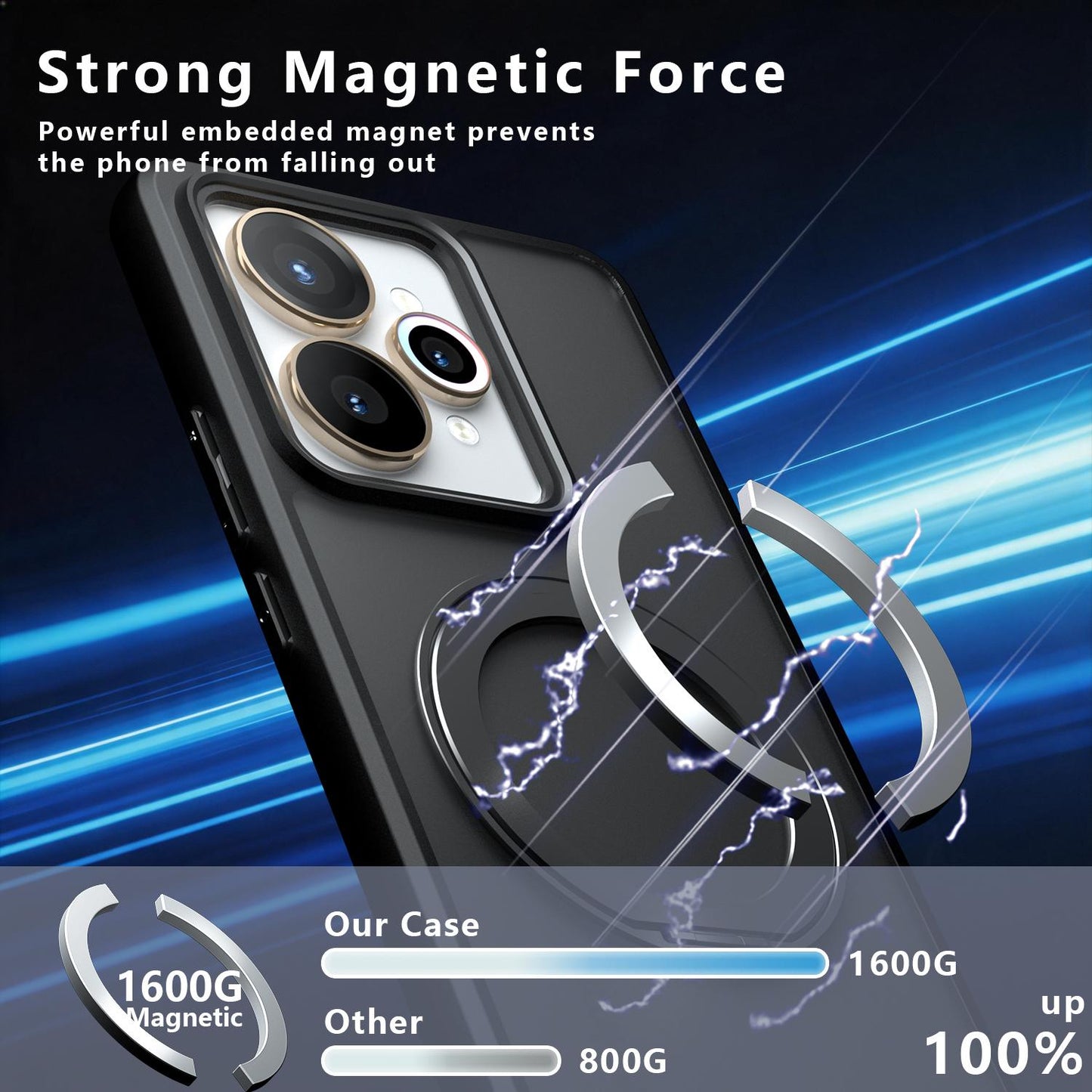 For Realme 15 / 15 Pro Armor Magnetic Holder PC Hybrid TPU Phone Case(Frosted Black)