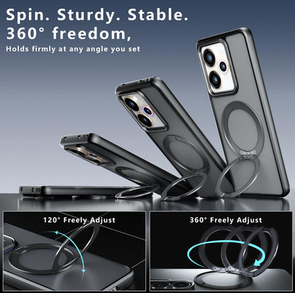 For Realme 15 / 15 Pro Armor Magnetic Holder PC Hybrid TPU Phone Case(Frosted Black)
