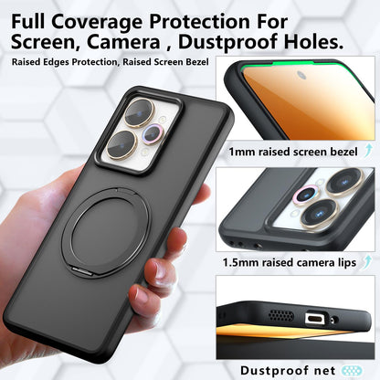 For Realme 15 / 15 Pro Armor Magnetic Holder PC Hybrid TPU Phone Case(Frosted Black)