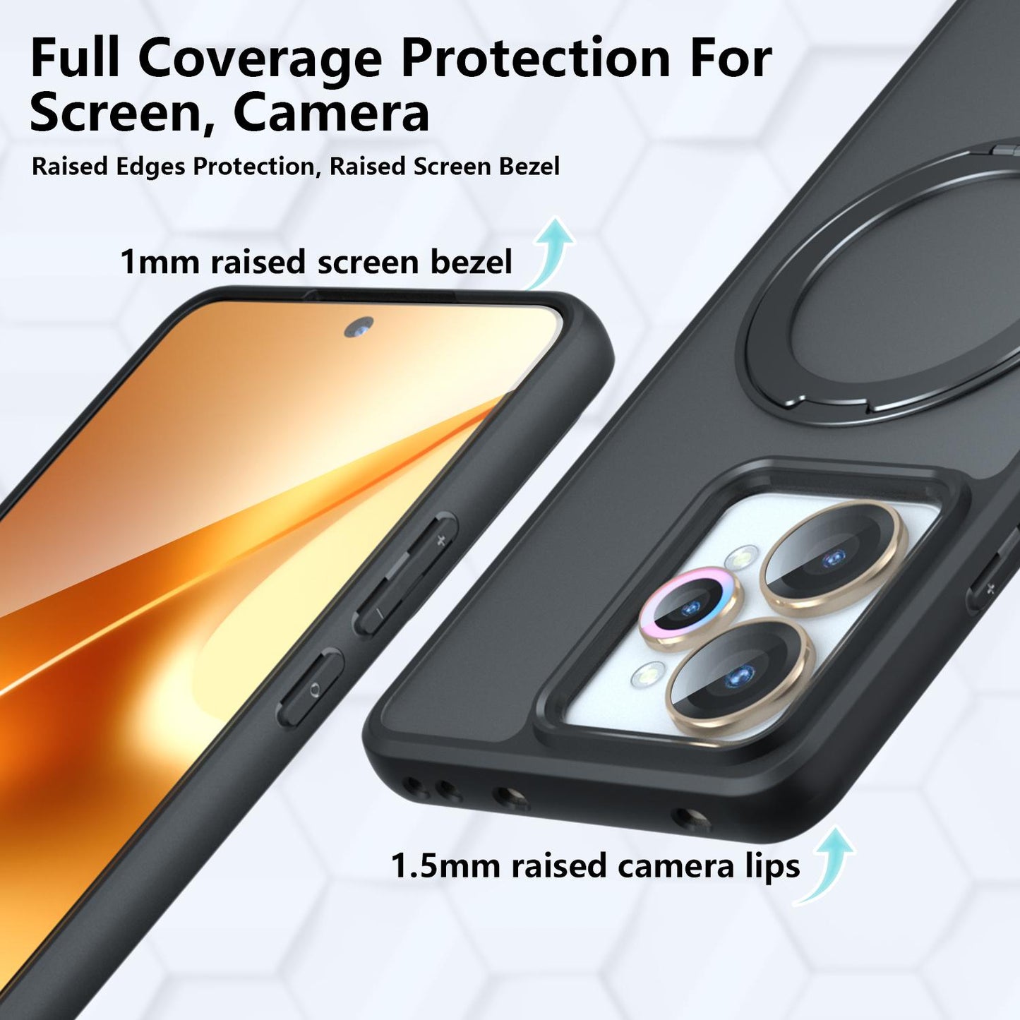 For Realme 15 / 15 Pro Armor Magnetic Holder PC Hybrid TPU Phone Case(Frosted Black)
