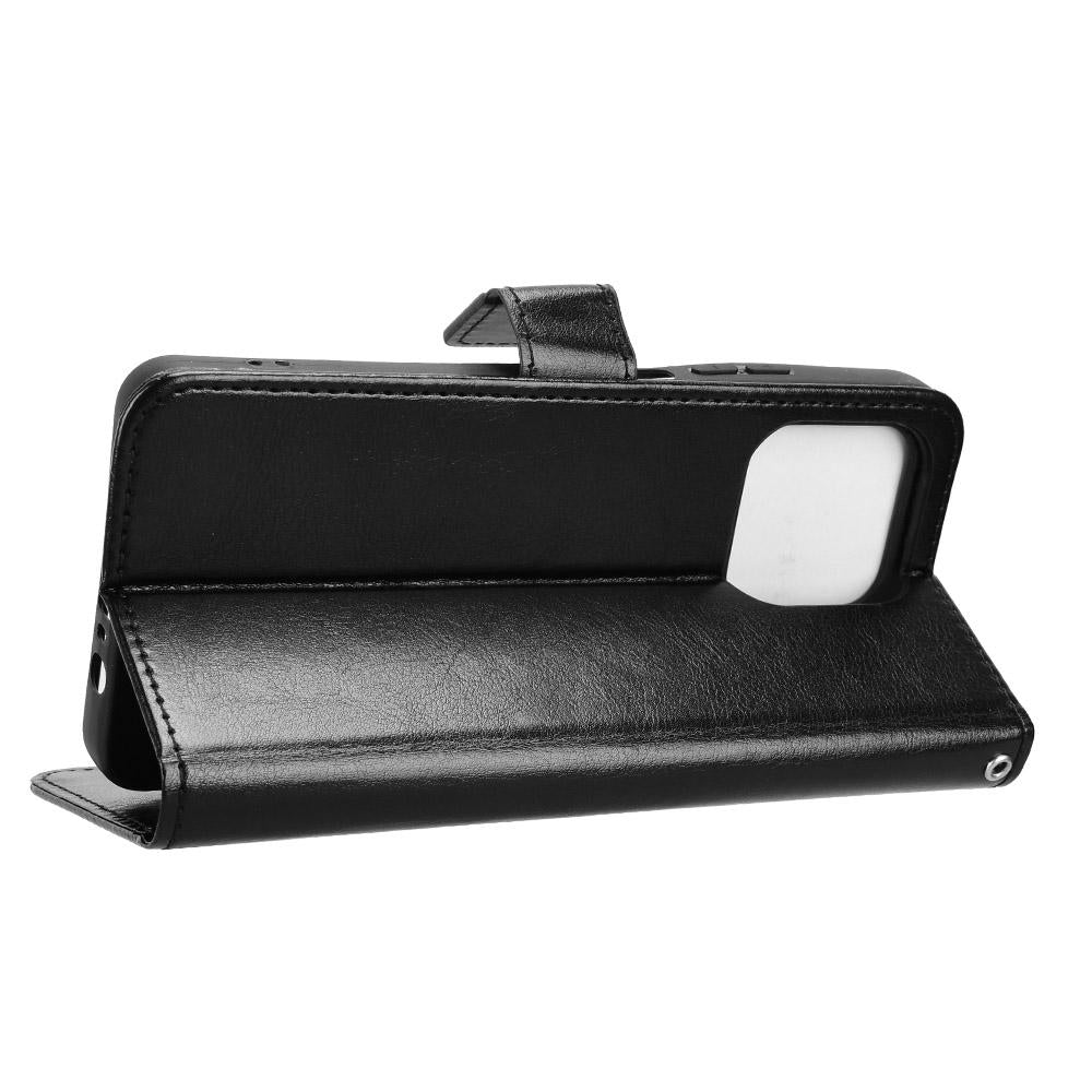 For Motorola Moto G37 / G47 / G37 Power Retro Crazy Horse Texture Vegan Leather Phone Case - Black - EDA009201307A