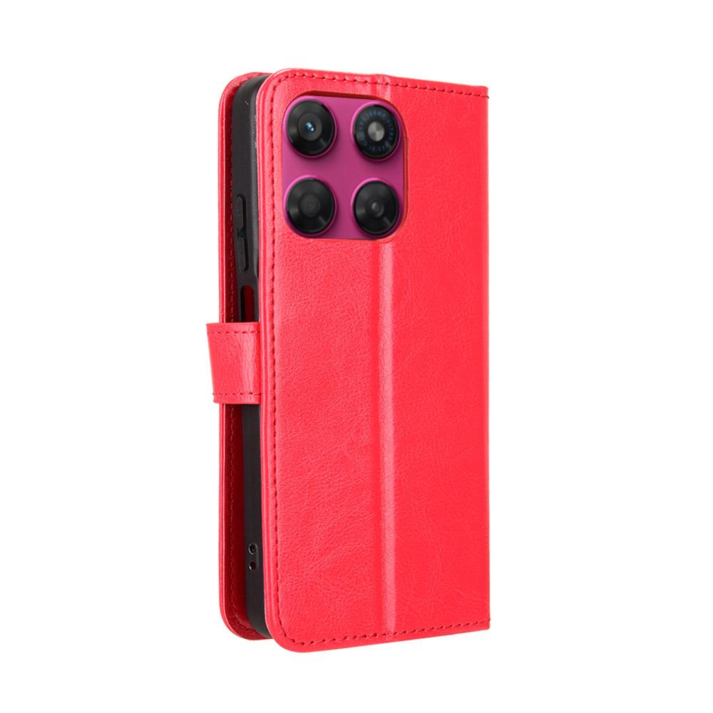 For Motorola Moto G37 / G47 / G37 Power Retro Crazy Horse Texture Vegan Leather Phone Case - Red - EDA009201307B