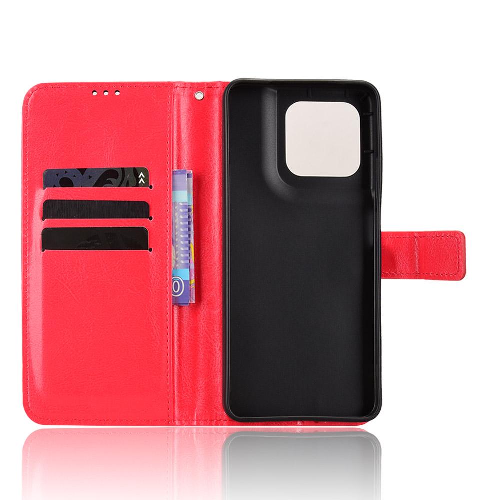 For Motorola Moto G37 / G47 / G37 Power Retro Crazy Horse Texture Vegan Leather Phone Case - Red - EDA009201307B