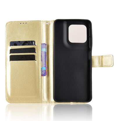 For Motorola Moto G37 / G47 / G37 Power Retro Crazy Horse Texture Vegan Leather Phone Case - Gold - EDA009201307C