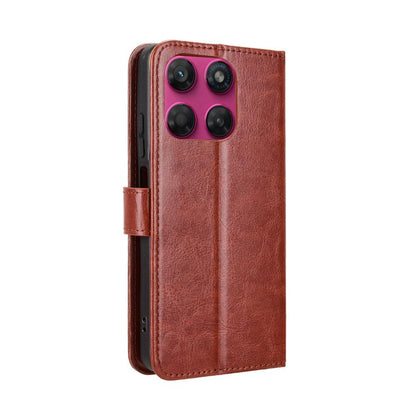 For Motorola Moto G37 / G47 / G37 Power Retro Crazy Horse Texture Vegan Leather Phone Case - Brown - EDA009201307D