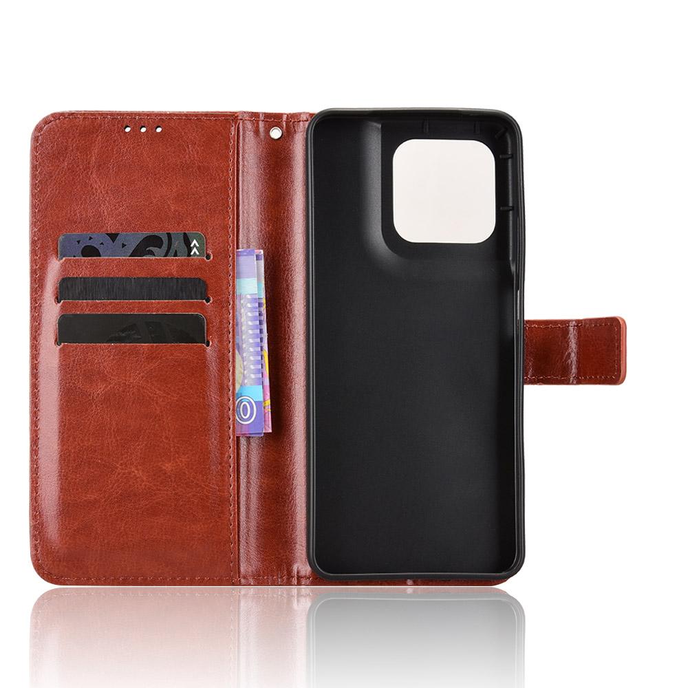 For Motorola Moto G37 / G47 / G37 Power Retro Crazy Horse Texture Vegan Leather Phone Case - Brown - EDA009201307D