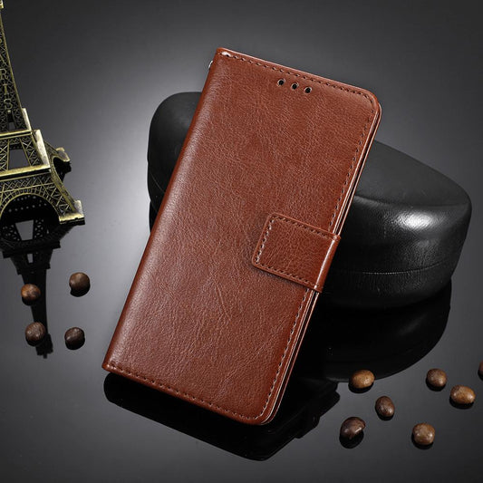 For Realme C100i 4G / C100x 4G Retro Crazy Horse Texture Vegan Leather Phone Case - Brown - EDA009201509D