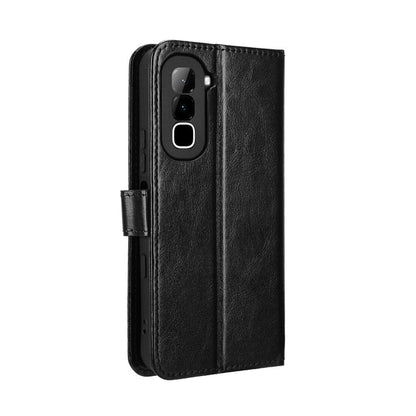 For Infinix Hot 70 4G Retro Crazy Horse Texture Vegan Leather Phone Case - Black - EDA009202006A