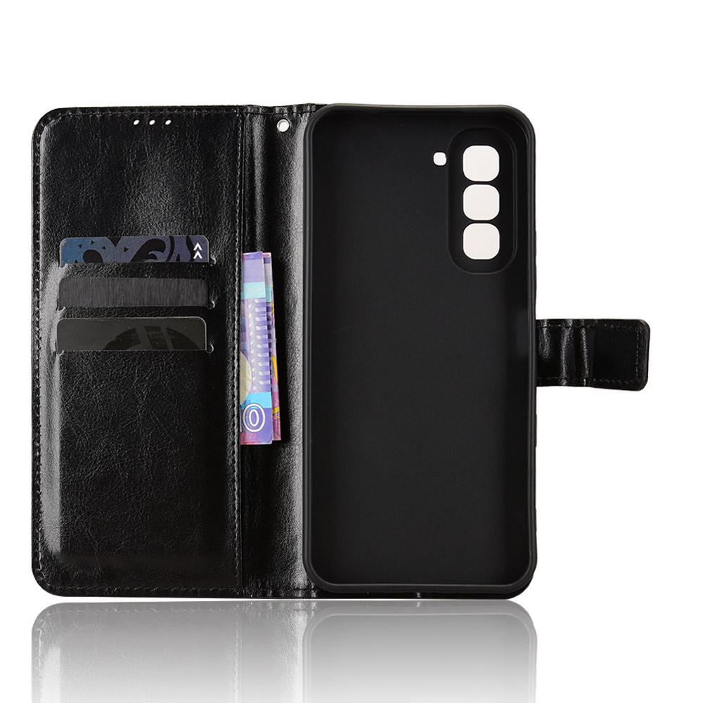 For Infinix Hot 70 4G Retro Crazy Horse Texture Vegan Leather Phone Case - Black - EDA009202006A