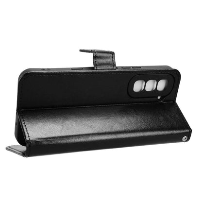 For Infinix Hot 70 4G Retro Crazy Horse Texture Vegan Leather Phone Case - Black - EDA009202006A