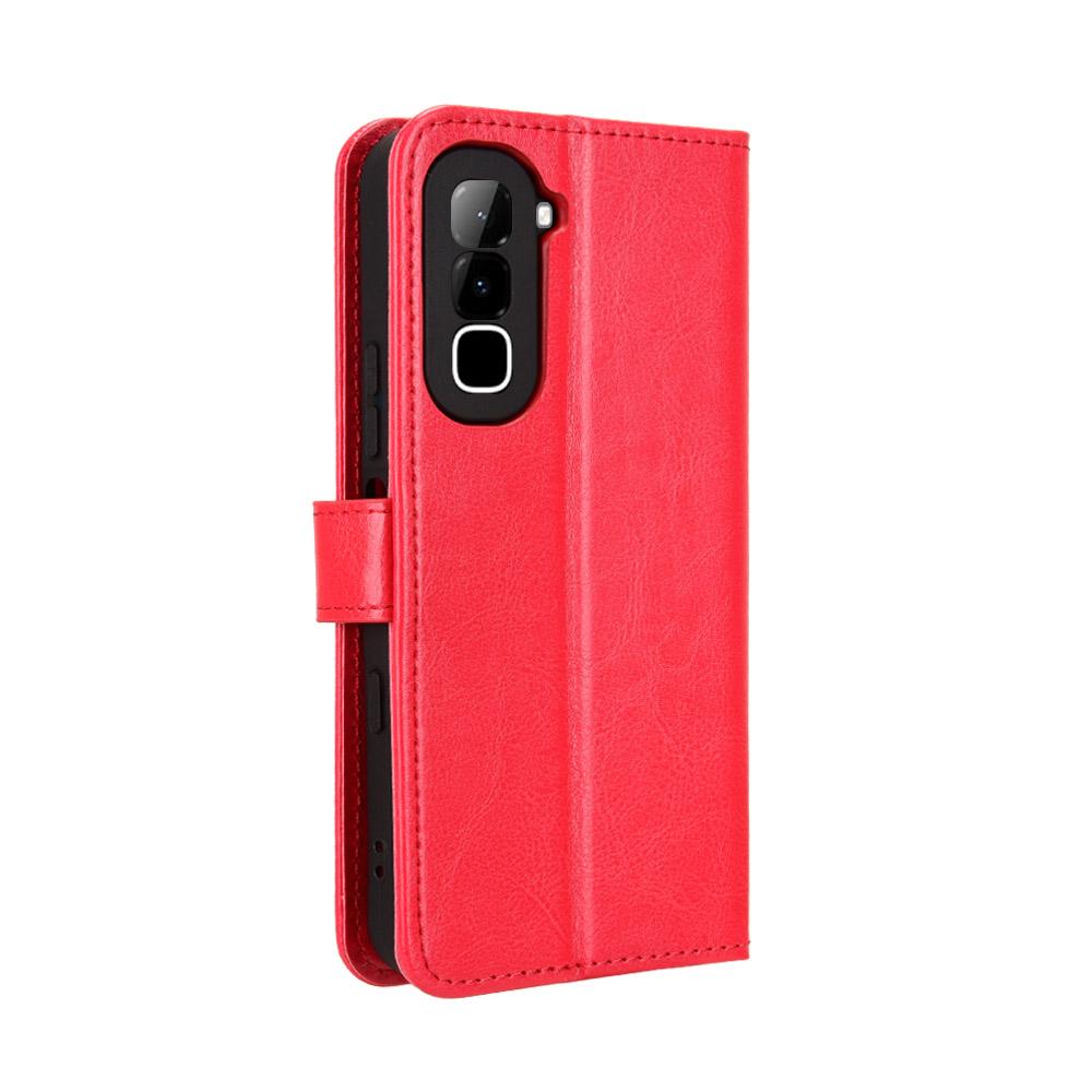 For Infinix Hot 70 4G Retro Crazy Horse Texture Vegan Leather Phone Case - Red - EDA009202006B