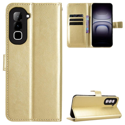 For Infinix Hot 70 4G Retro Crazy Horse Texture Vegan Leather Phone Case - Gold - EDA009202006C