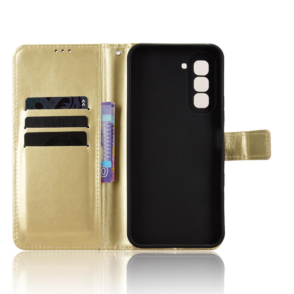 For Infinix Hot 70 4G Retro Crazy Horse Texture Vegan Leather Phone Case - Gold - EDA009202006C