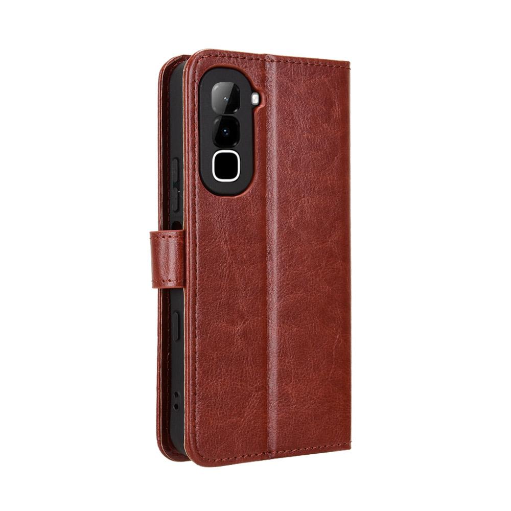 For Infinix Hot 70 4G Retro Crazy Horse Texture Vegan Leather Phone Case - Brown - EDA009202006D