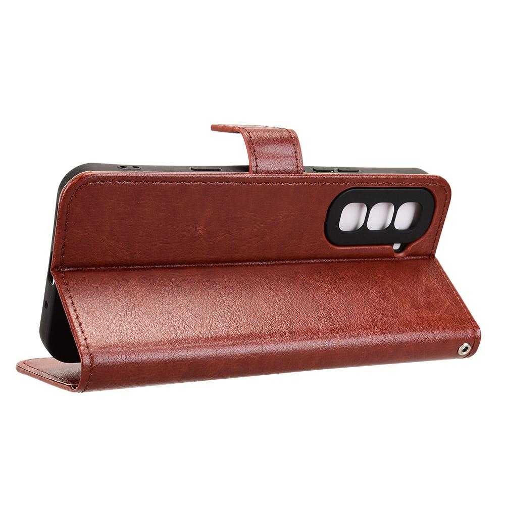 For Infinix Hot 70 4G Retro Crazy Horse Texture Vegan Leather Phone Case - Brown - EDA009202006D