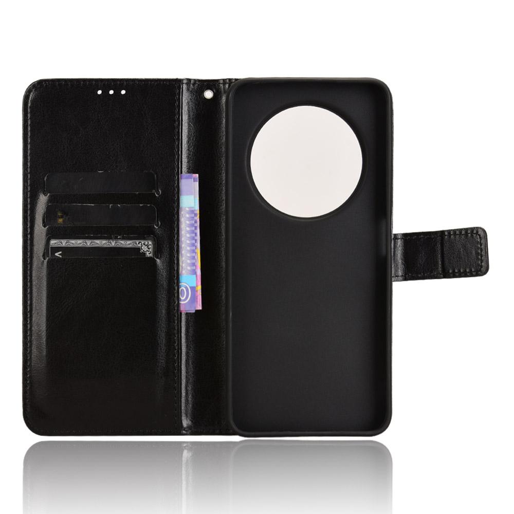 For Redmi 17C 4G / 14C 4G / 14R / A4 Retro Crazy Horse Texture Vegan Leather Phone Case - Black - EDA009202105A
