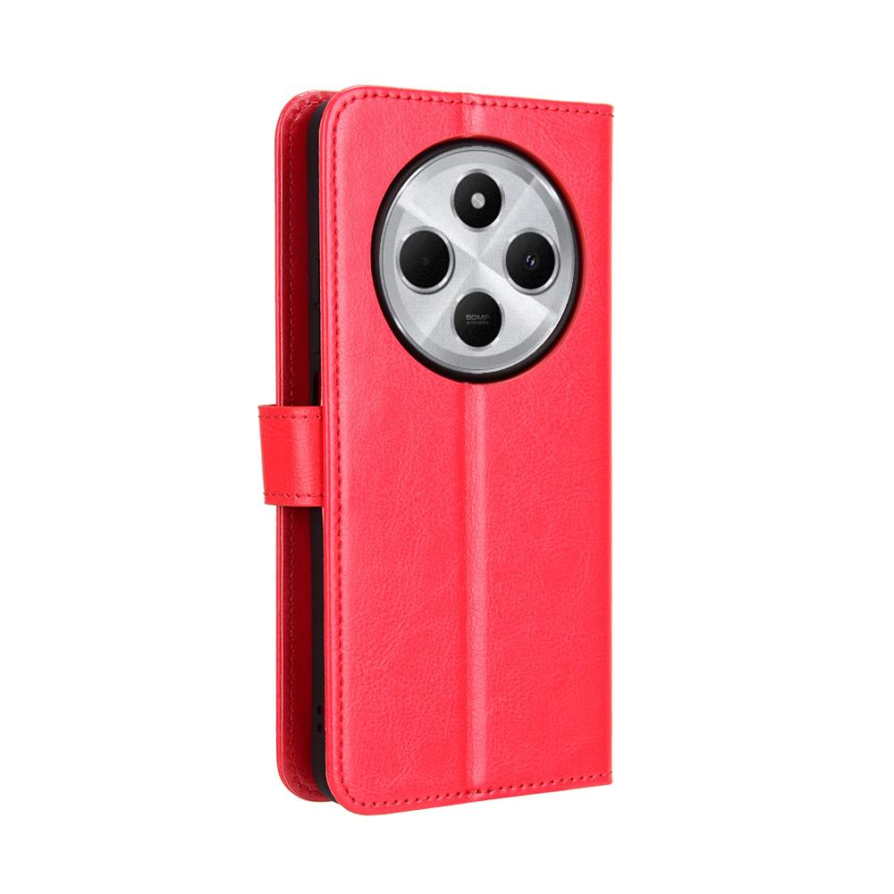 For Redmi 17C 4G / 14C 4G / 14R / A4 Retro Crazy Horse Texture Vegan Leather Phone Case - Red - EDA009202105B