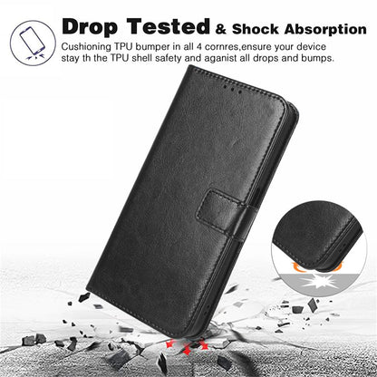 For Redmi 17C 4G / 14C 4G / 14R / A4 Retro Crazy Horse Texture Vegan Leather Phone Case - Black - EDA009202105A