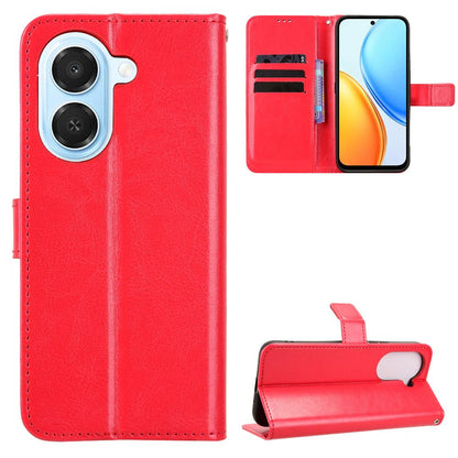 For Honor X7e 4G / Play 80 Plus 5G Retro Crazy Horse Texture Vegan Leather Phone Case - Red - EDA009202807B