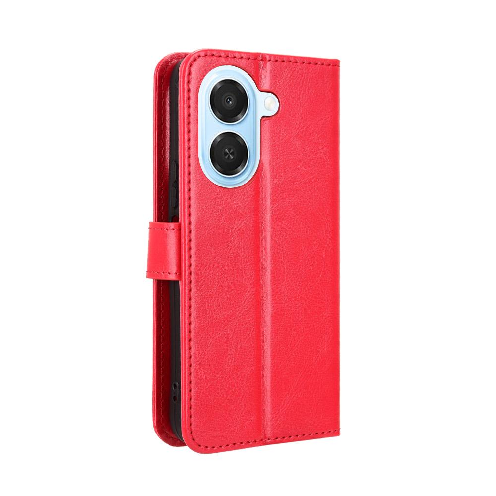 For Honor X7e 4G / Play 80 Plus 5G Retro Crazy Horse Texture Vegan Leather Phone Case - Red - EDA009202807B