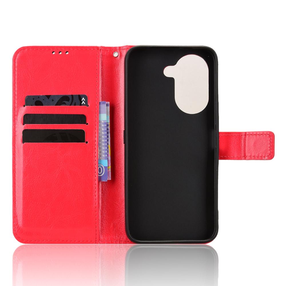 For Honor X7e 4G / Play 80 Plus 5G Retro Crazy Horse Texture Vegan Leather Phone Case - Red - EDA009202807B