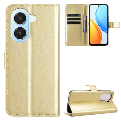 For Honor X7e 4G / Play 80 Plus 5G Retro Crazy Horse Texture Vegan Leather Phone Case - Gold - EDA009202807C