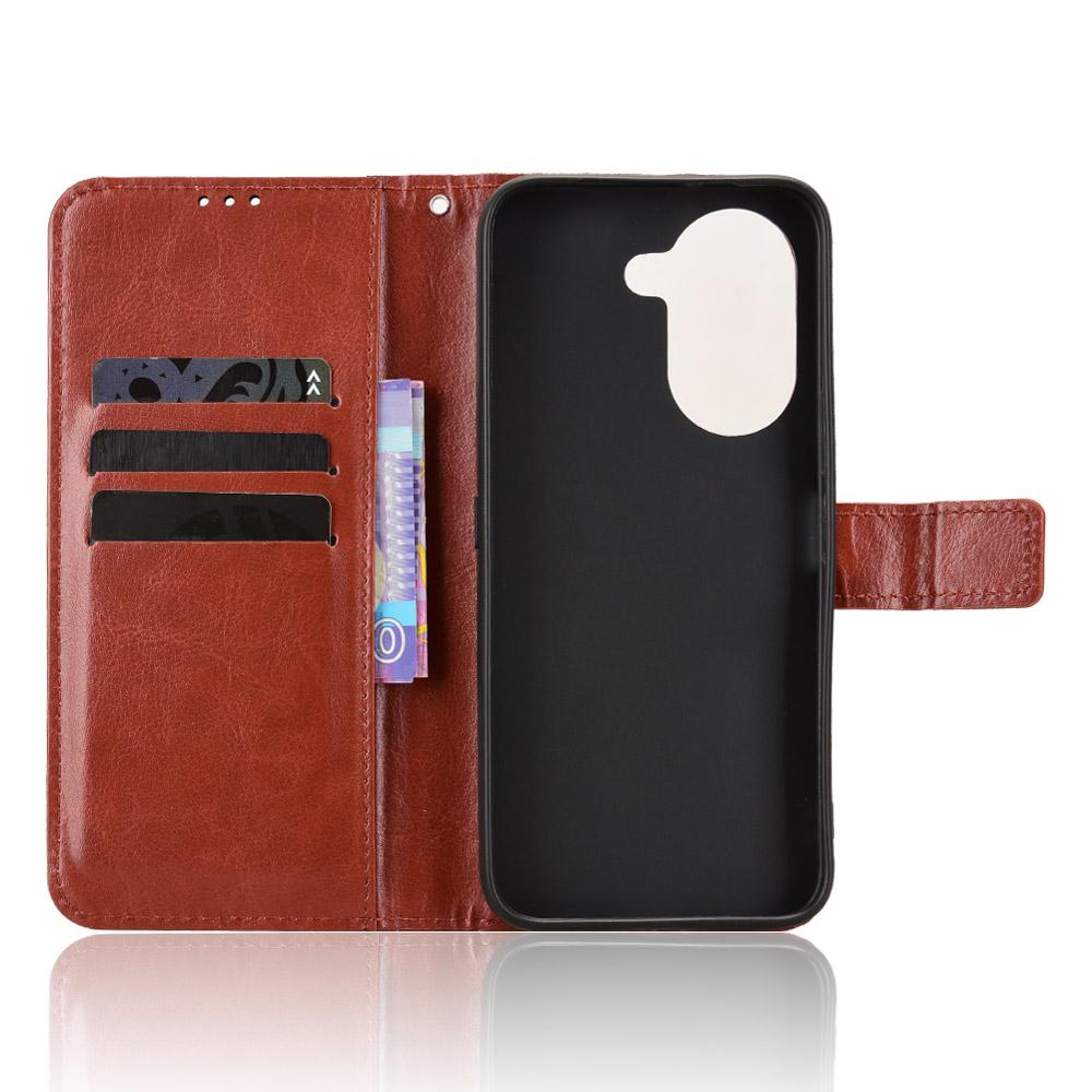 For Honor X7e 4G / Play 80 Plus 5G Retro Crazy Horse Texture Vegan Leather Phone Case - Brown - EDA009202807D
