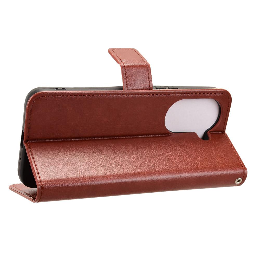 For Honor X7e 4G / Play 80 Plus 5G Retro Crazy Horse Texture Vegan Leather Phone Case - Brown - EDA009202807D