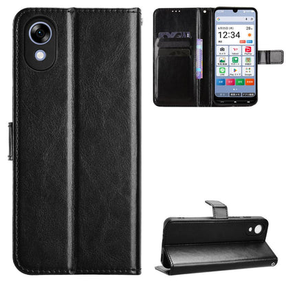 For ZTE Kantan Sumaho5 A601ZT Retro Crazy Horse Texture Vegan Leather Phone Case - Black - EDA009203106A