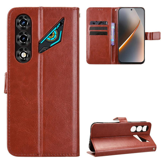 For ZTE nubia Neo 5 5G Retro Crazy Horse Texture Vegan Leather Phone Case - Brown - EDA009203107D